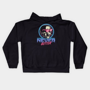 Never Better Skull Skeleton - Funny Halloween Retro Vintage Kids Hoodie